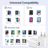 USB Charger Block, 2 Pack Dual Port USB Wall Plug 2.1A Power Adapter C