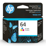 Original HP 64 Tri-Color Ink Cartridge, Works with HP Envy Photo 6200