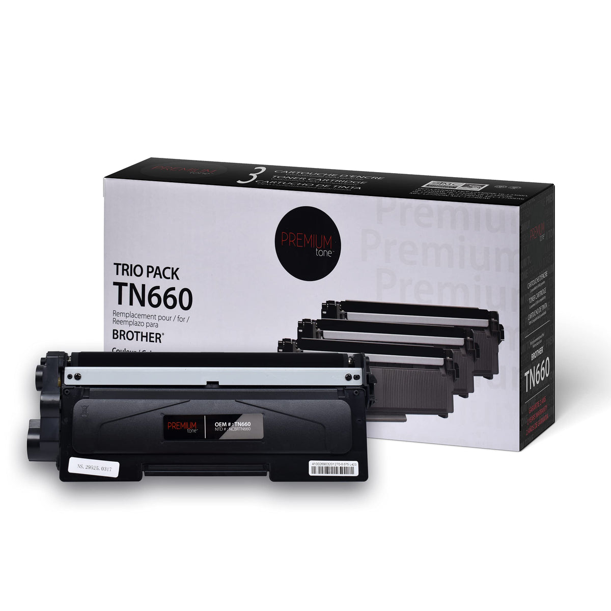 Lot de 3 toners de remplacement pour Brother TN-660 TN660 - Noir