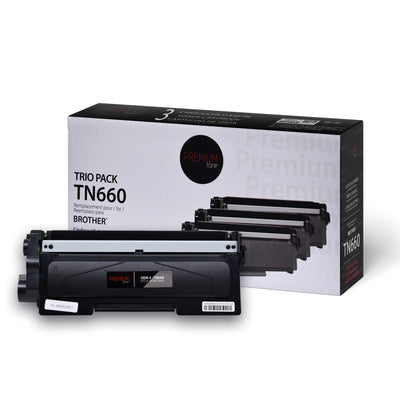 3-Pack Replacement for Brother TN-660 TN660 - Black Toner