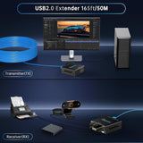 USB Extender Over cat5e/6 165ft 50m with 4-Port USB2.0 HUB - USB Over