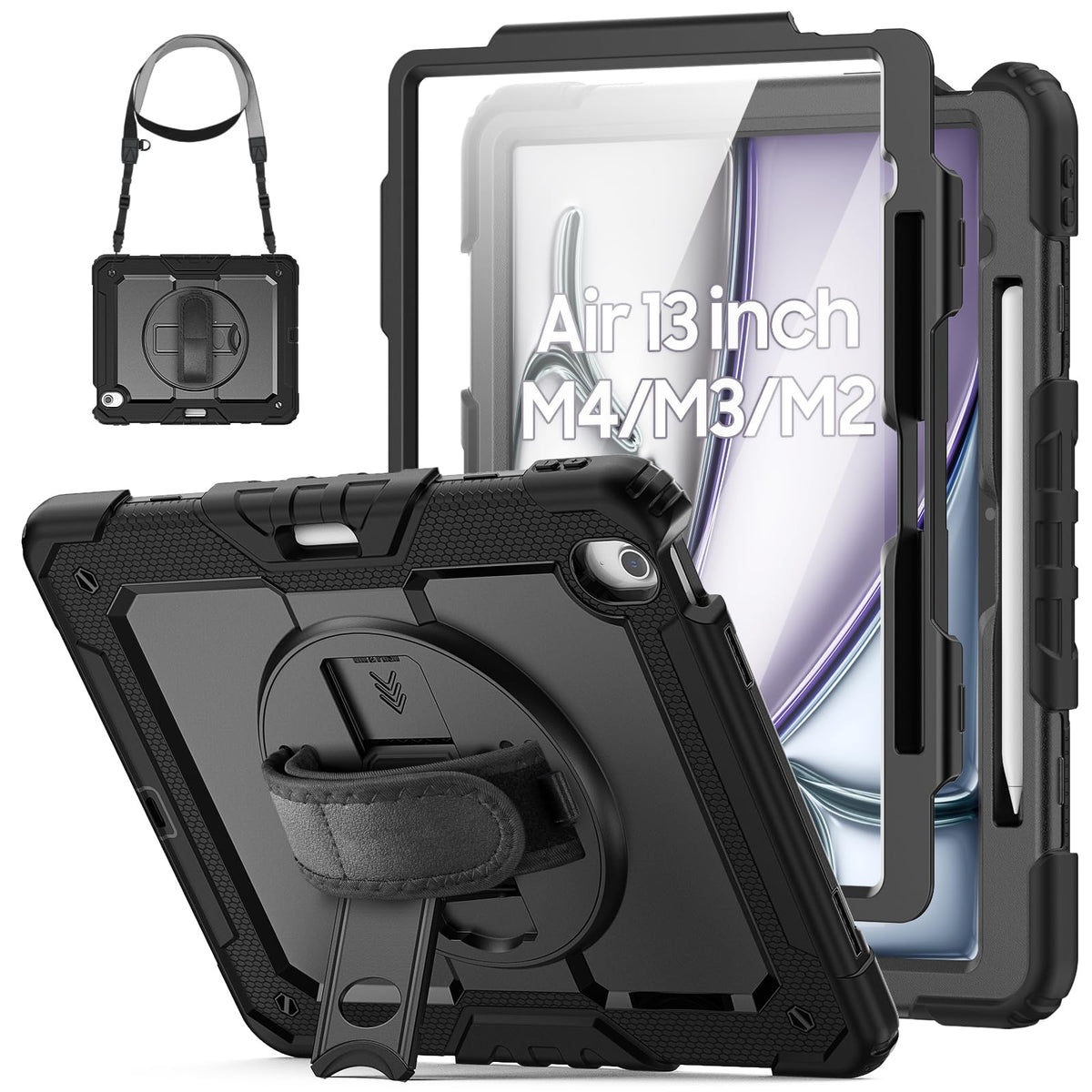 Étui HXCASEAC pour iPad Air 13 pouces M4/M3/M2, Antichoc avec Protection d'Écran