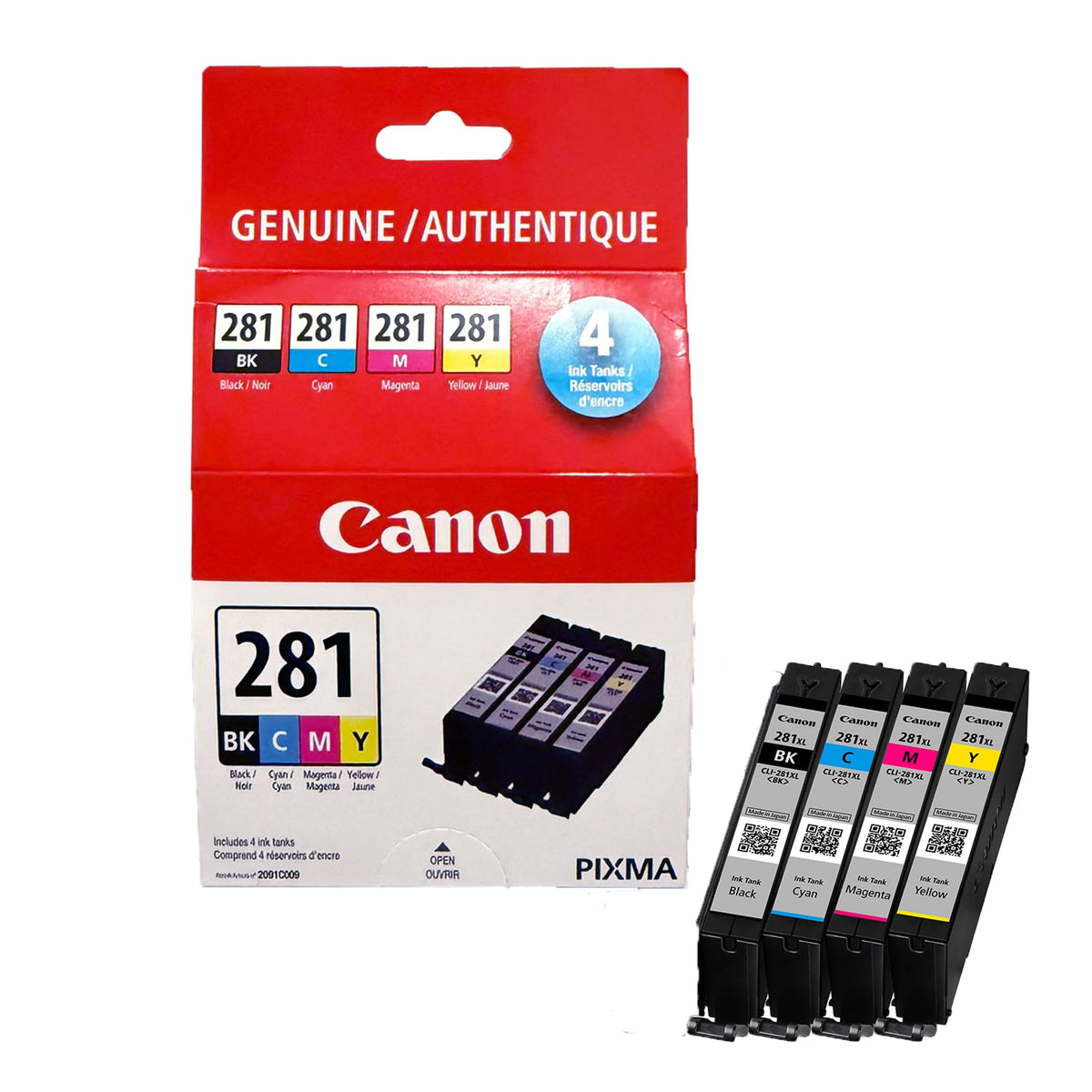 Canon Genuine Ink Cartridges CLI-281 (Black, Cyan, Magenta & Yellow),