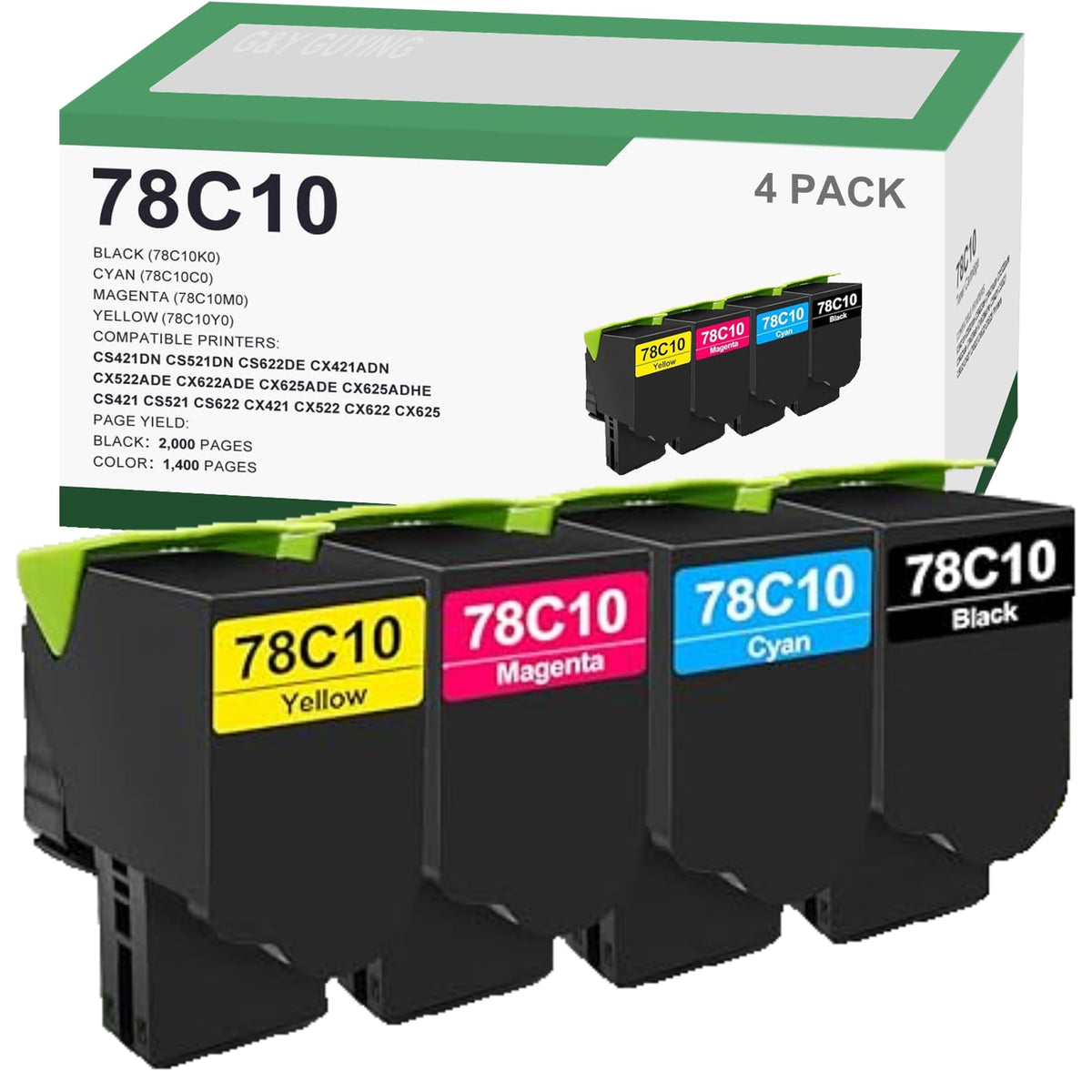 78C10 Toner Cartridge Replacement for Lexmark 78C10K0 78C10C0 78C10M0