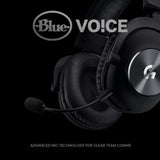 Logitech G Pro X Wired Gaming Headset: Blue VO!CE Detachable Boom Mic,