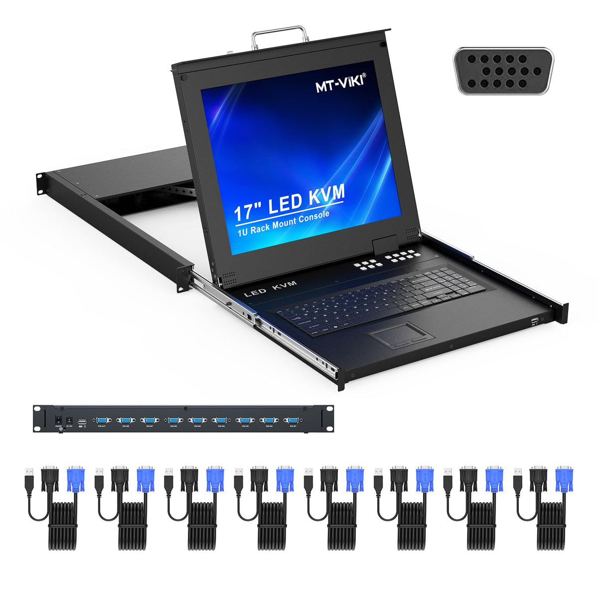 MT-Viki 8 Port Rack KVM Switch VGA w/17'' LCD Monitor, LCD KVM Console