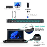 MT-VIKI® Rack Mount KVM Console, 8 Port KVM VGA Switch w/15.6'' LCD Mo