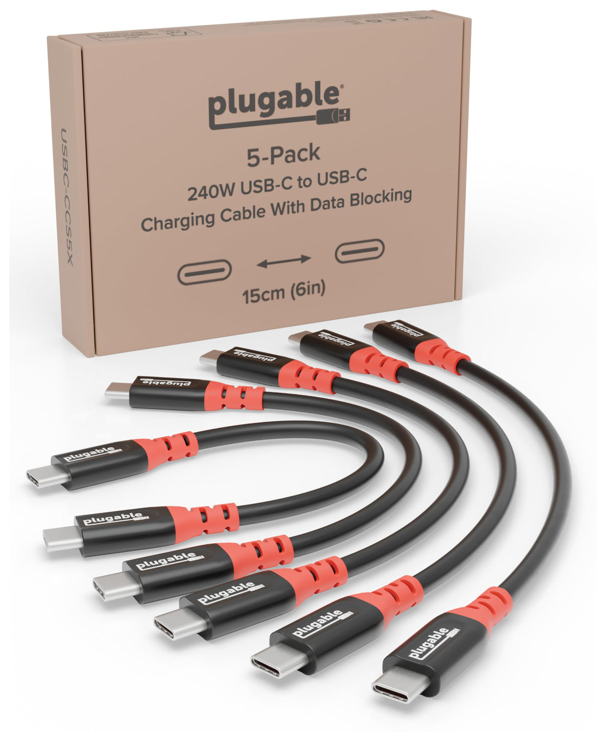 Câble USB-C vers USB-C Plugable, câble de charge uniquement avec bloqueur de données 6po (Pac