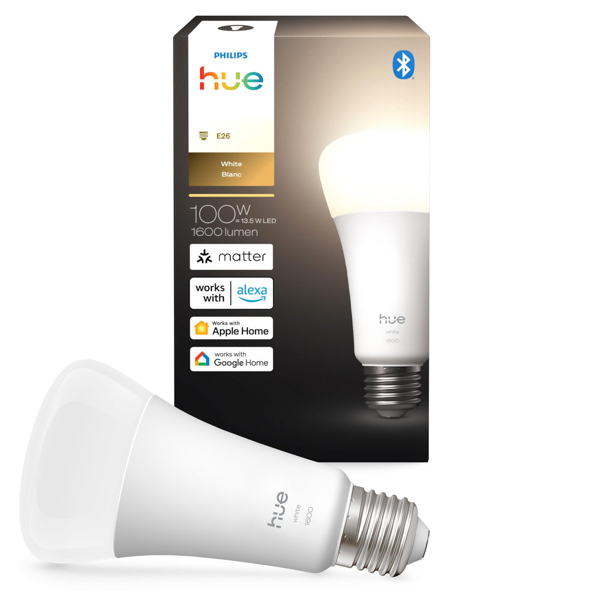 Philips Hue Smart LED A21 Bulb, Warm White Light 2700K, E26 Base, 13.5