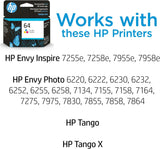 Original HP 64 Tri-Color Ink Cartridge, Works with HP Envy Photo 6200