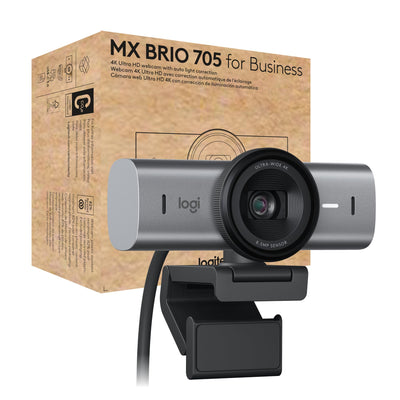 Logitech MX Brio 705 for Business 4K Webcam with Auto Light Correction