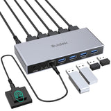 2PORT Dual Displayport USB KVM Switch w/ Audio and USB 2.0 Hub