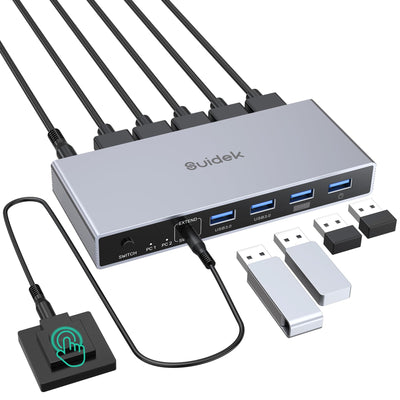 2PORT Dual Displayport USB KVM Switch w/ Audio and USB 2.0 Hub
