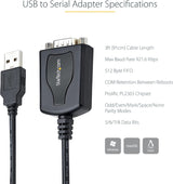 StarTech.com 3ft (1m) USB Serial Cable, DB9 Male RS232 Converter, COM