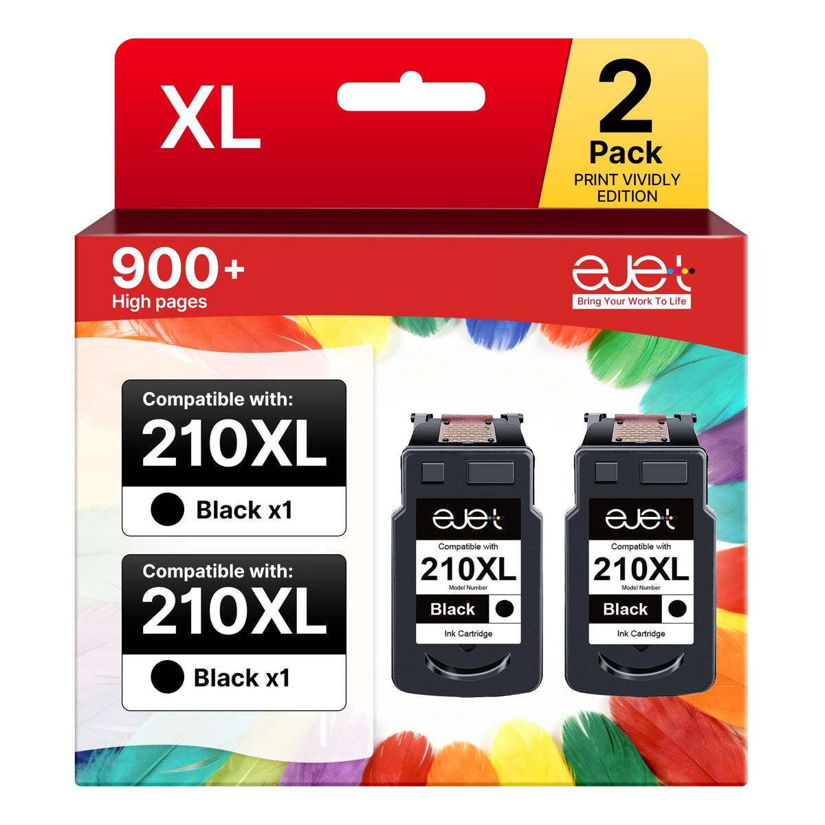 ejet Remanufactured 210XL Black Ink Cartridge Replacement for Canon 21