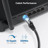 Câble Ethernet CAT6a gris de 7,6 m, RJ45 sans accroc, 10 G, PoE 100 W, S/FTP, LSZH, cuivre nu pur 27 AWG, 500 MHz, cordon de brassage réseau blindé