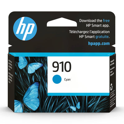 Original HP 910 Cyan Ink Cartridge, Works with HP OfficeJet 8010, 802
