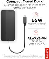 Lenovo USB-C Dual Display Travel Dock - 7 Ports, Integrated USB-C Cabl