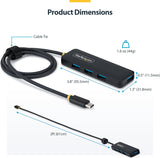 StarTech USB-C 4-Port Hub, SuperSpeed 5Gbps, 4 × USB-A Adapter, Bus-Po
