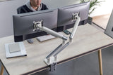 Amer Mounts - Dual Monitor Clamp Grommet Mount with Articulating Arms