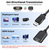 Displayport to HDMI Active Adapter Cable, 4K Uni-Directional DP 1.4 to
