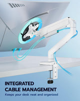 ARES WING Heavy Duty Single Monitor Arm - Fully Adjustable Monitor Mou