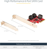 SATA PCIe Card/Controller Card 6 Ports 6 Port Non-RAID