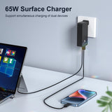 Chargeur 65W Surface pour Microsoft Surface Pro 11/10/9/8/7+/7/6/5/4/3/X