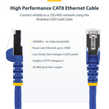 StarTech Câble Ethernet CAT8 bleu de 1,8 m, RJ45 sans accroc, 25G/40G, 2000MHZ, POE 100W, fil en cuivre NU PUR S/FTP 26 AWG, LSZH