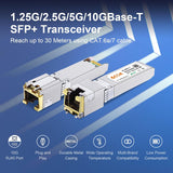 6COM Module émetteur-récepteur SFP+ 1.25/2.5/5/100GBase-T, SFP+ 10G vers cuivre RJ45 M