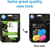 Original HP 62 Black/Tri-Color 2-Pack, Works with HP Envy 5540 5640 5
