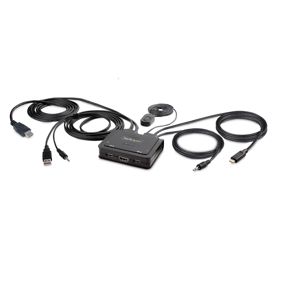 StarTech.com 2-Port Hybrid USB-C HDMI Cable KVM Switch, 4K 60Hz, Compa