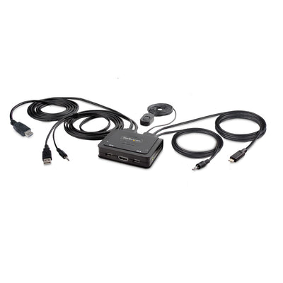 StarTech.com 2-Port Hybrid USB-C HDMI Cable KVM Switch, 4K 60Hz, Compa