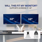 VIVO Support double pour moniteur, bras entièrement ajustables pour écrans de 17 à 32 po