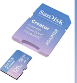 Carte microSD SanDisk Creator 128GB UHS-I avec adaptateur SD - Jusqu'à 190MB