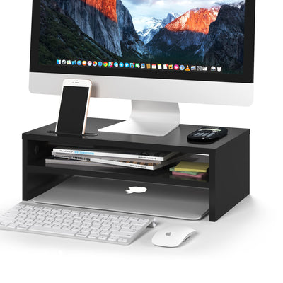 BONTEC Wood Monitor Stand Riser, Desk Monitor Stand with Smartphone Ho