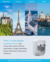 2 Pack European Travel Plug Adapter, VINTAR Foldable International Pow