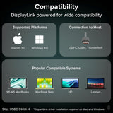 Plugable USB C to Quad HDMI 4K Adapter with 100W PD Pass-Though Power