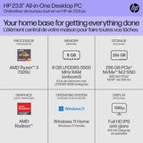 HP 23.8 inch All-in-One Desktop PC, FHD Display, AMD Ryzen 3 7320U, 8