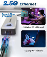 Concentrateur USB C Ethernet 2.5G, Adaptateur multiport WAVLINK 10 Gbit/s USB C av