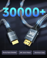 Câbles HDMI 8K 30FT, ARISKEEN 48Gbps haute vitesse HDMI 2.1, 8K 60H