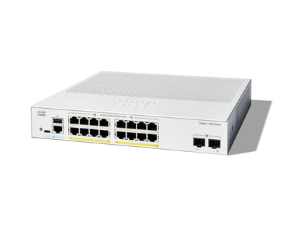 Cisco Catalyst 1300-16P-2G Managed Switch, 16 Port GE, PoE, 2x1GE SFP,