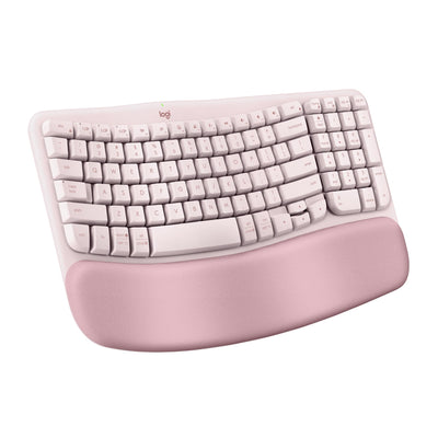 Logitech Wave Keys Wireless Ergonomic Keyboard with Cushioned Palm Res