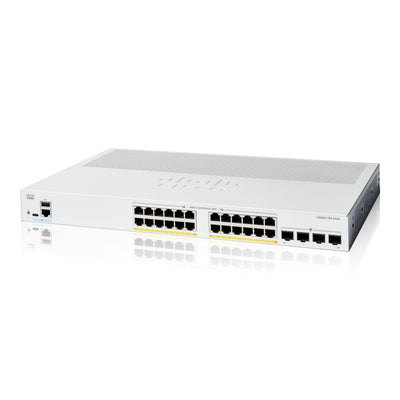 Cisco Catalyst 1200-24P-4G Smart Switch, 24 Port GE, PoE, 4x1GE SFP, L