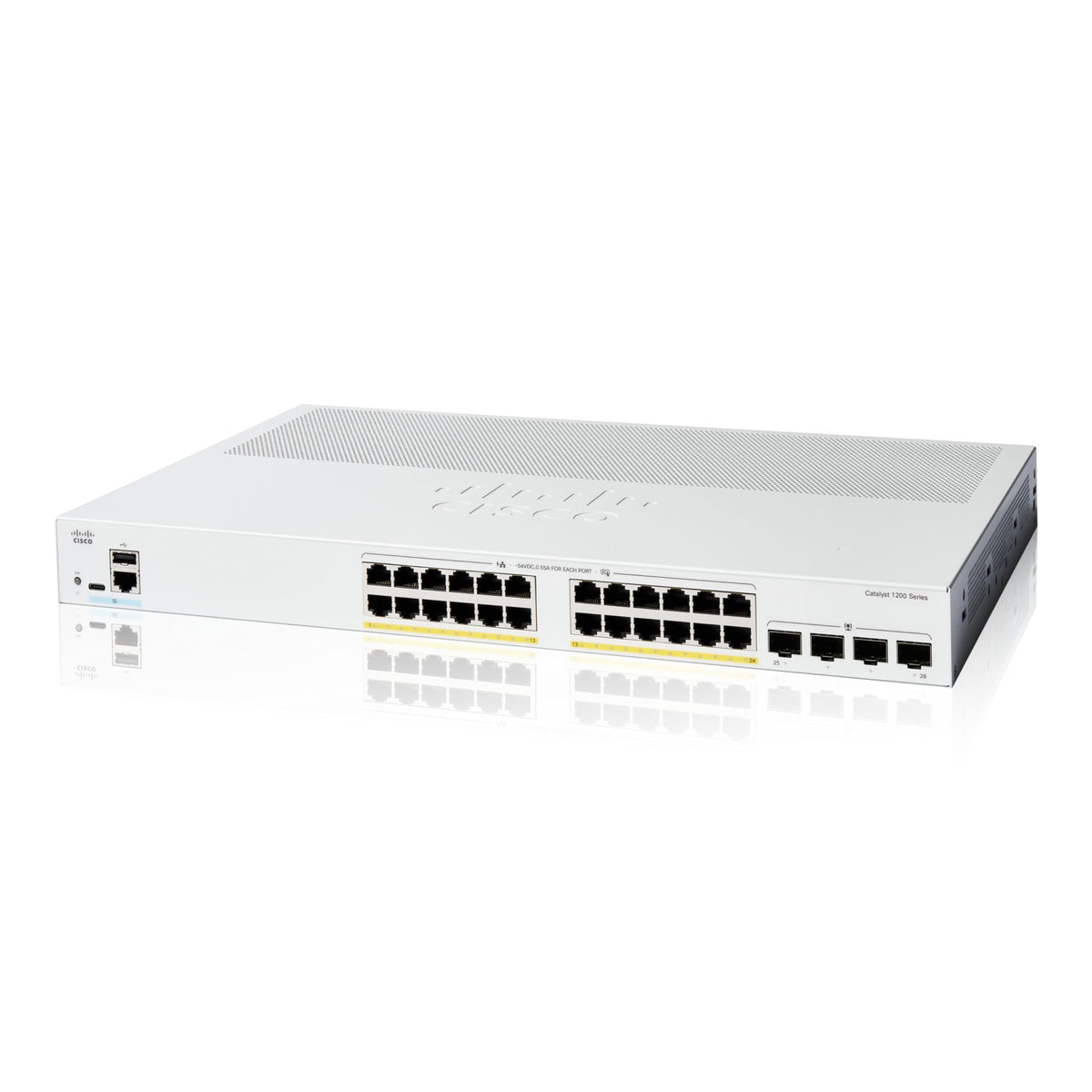 Cisco Catalyst 1200-24P-4G Smart Switch, 24 Port GE, PoE, 4x1GE SFP, L