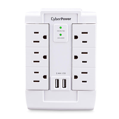 6OUTLET Swivel Wall TAP 1200J 2 USB 2.4A White