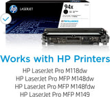 HP 94X (CF294X) High Yield Black Original Toner Cartridge, 14.09 x 4.2