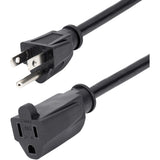StarTech.com 15ft (4.5m) Power Extension Cord, NEMA 5-15R to NEMA 5-15