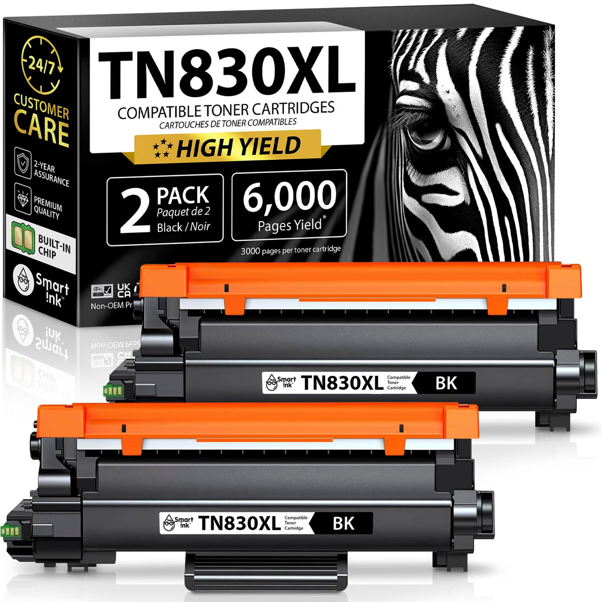 Cartouche de toner compatible Smart Ink TN830XL remplacement pour Brother T