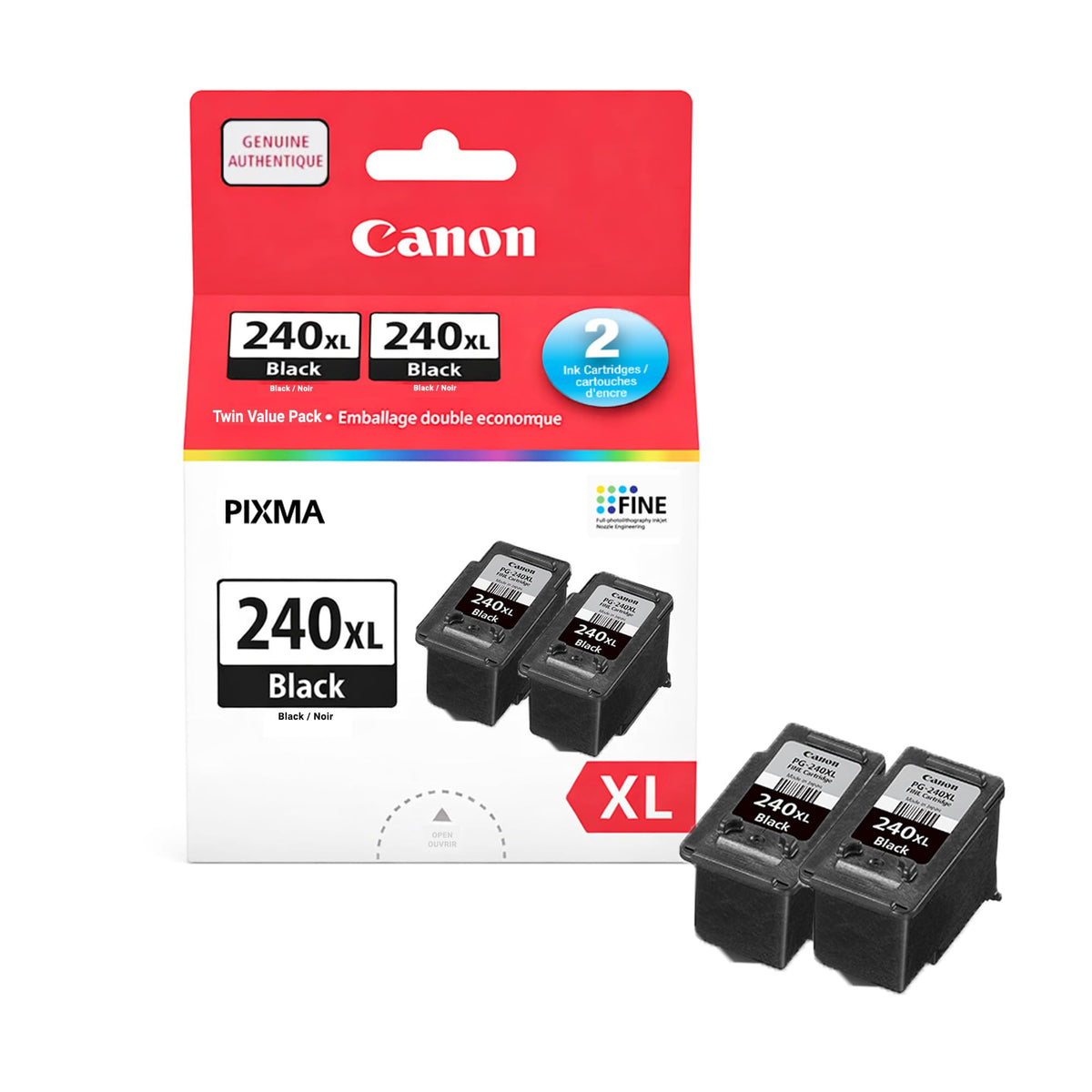 Canon Genuine Ink Cartridges PG-240XL Black, High-Yield Twin Pack (2 C